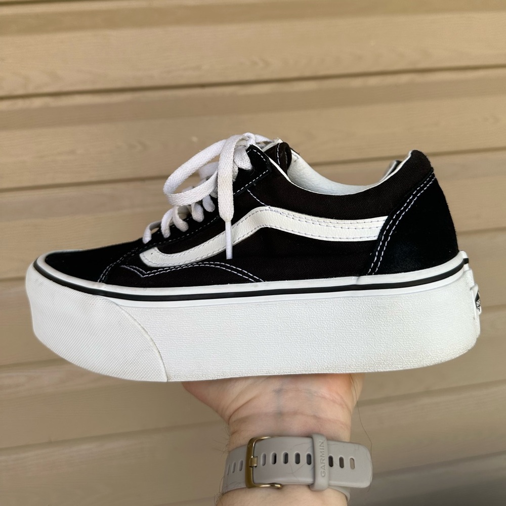 Vans Women's Black and White Platform Sneakers